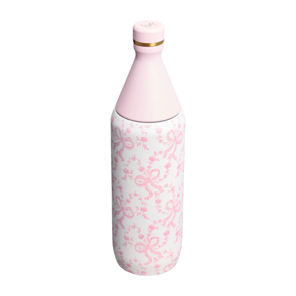 Stanley 1913 x LoveShackFancy Holiday All Day Slim Bottle | 34 OZ Coquette Bow Chantilly