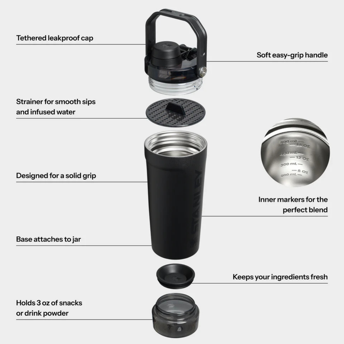 Stanley The Activate Shaker 20 OZ Black 2.0