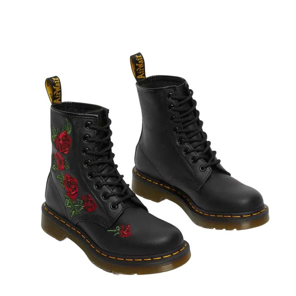 Dr Marten 1460 Vonda Floral Leather Lace Up Boots Black