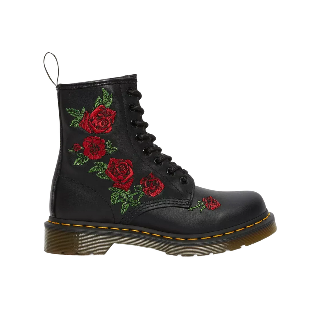 Dr Marten 1460 Vonda Floral Leather Lace Up Boots Black