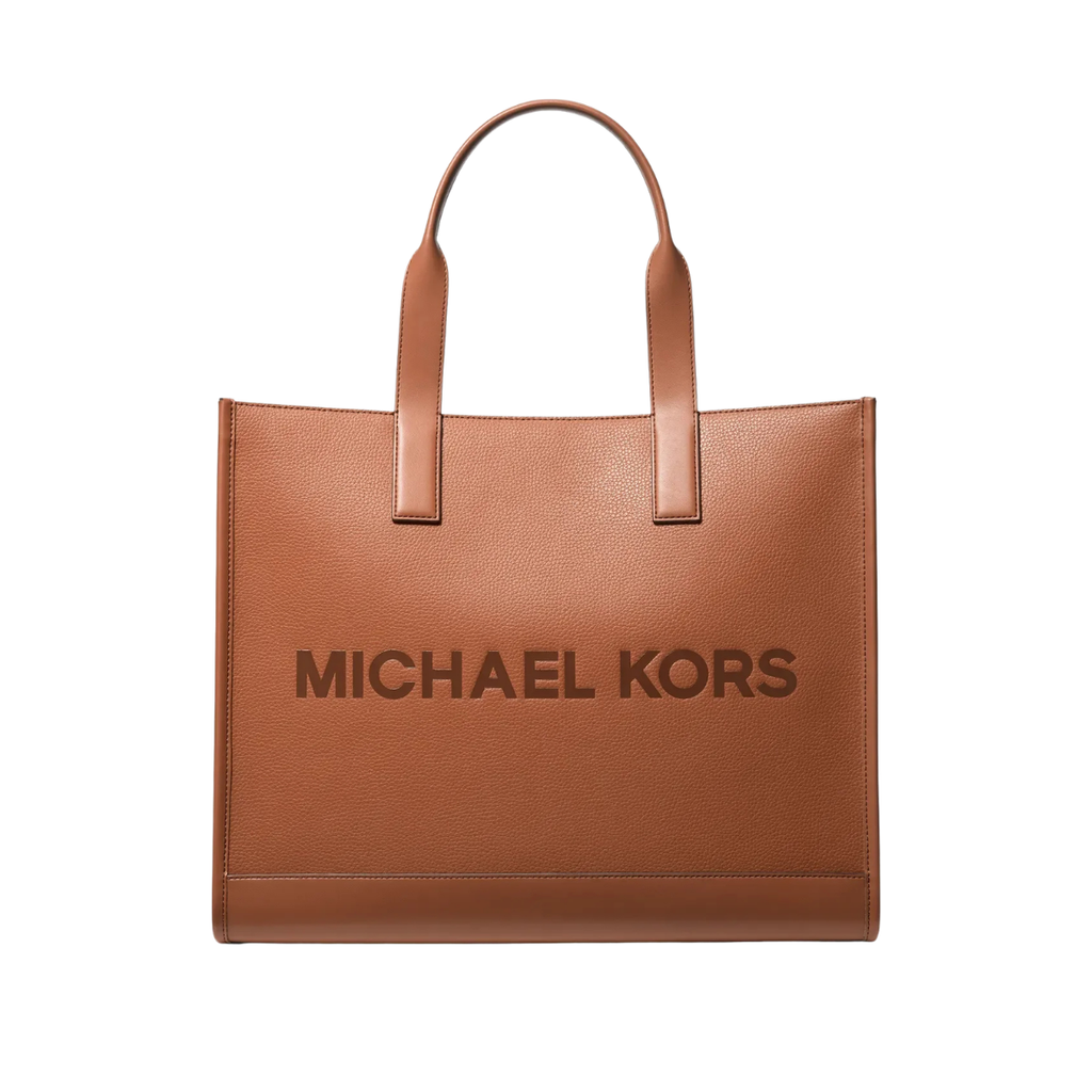 Michael Kors Cooper Logo Embossed Pebbled Leather Tote Bag LUGGAGE