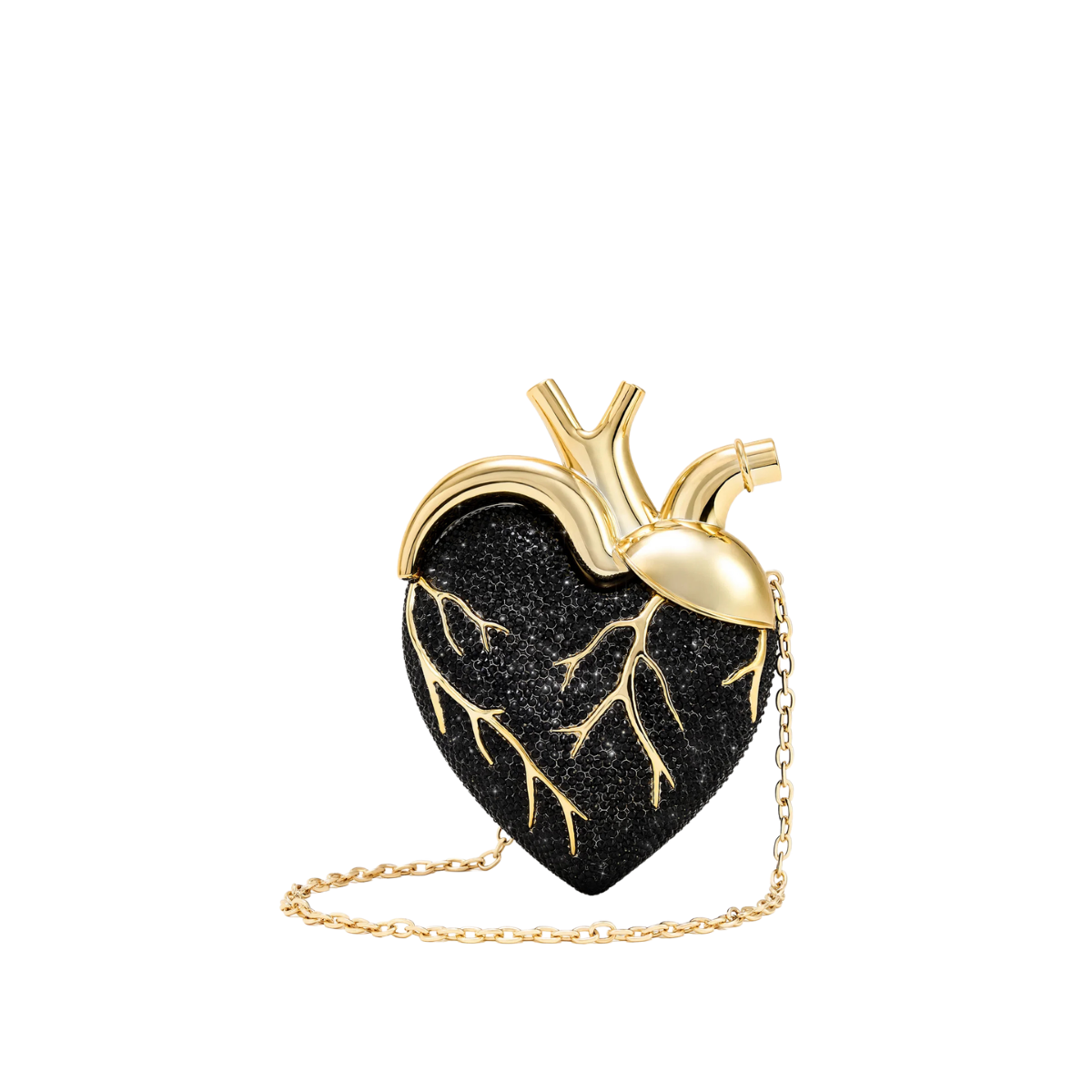 Jw Pei Maren Artificial Crystal Heart Shaped Bag Black Gold
