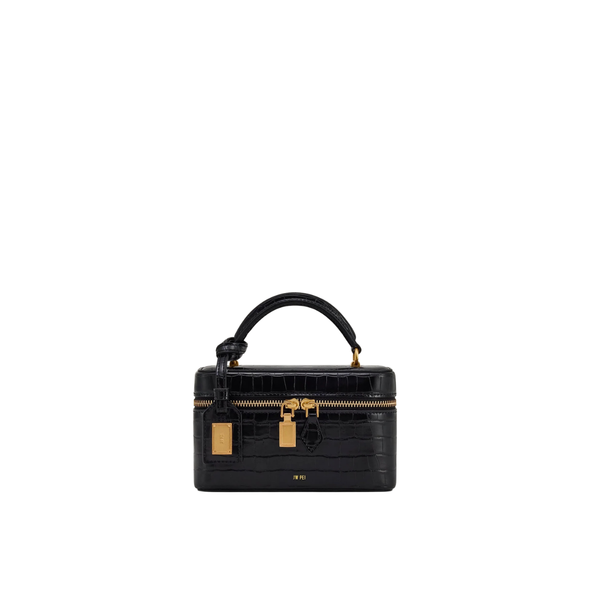 Jw Pei Cleo Box Shape Top Handle Bag Black Croc