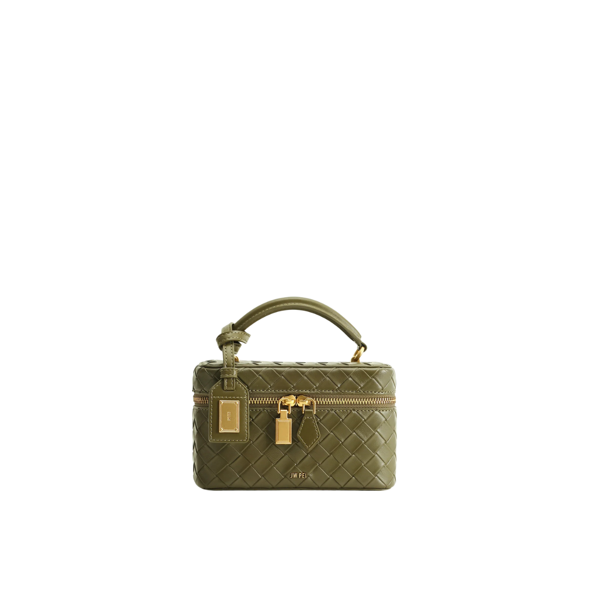 Jw Pei Cleo Woven Texture Box Shape Top Handle Bag Olive Green
