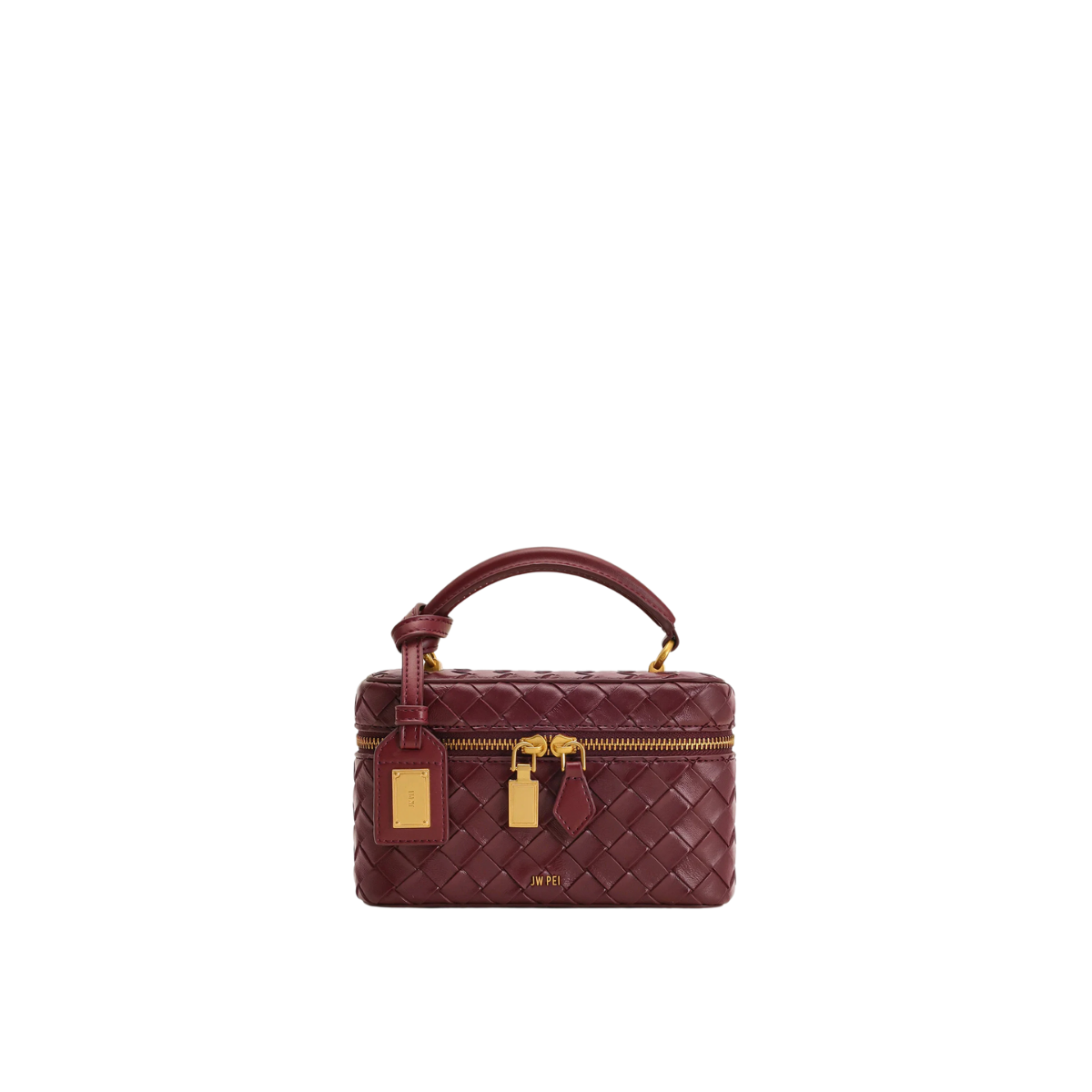 Jw Pei Cleo Woven Texture Box Shape Top Handle Bag Claret
