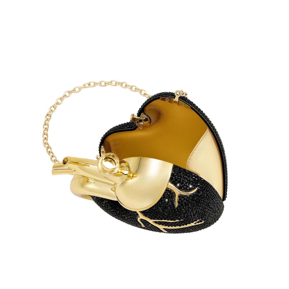 Jw Pei Maren Artificial Crystal Heart Shaped Bag Black Gold