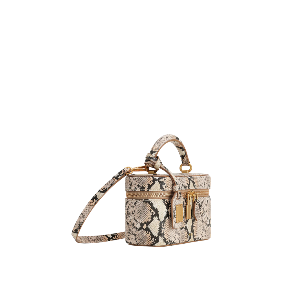 Jw Pei Cleo Snake Embossed Box Shape Top Handle Bag Beige