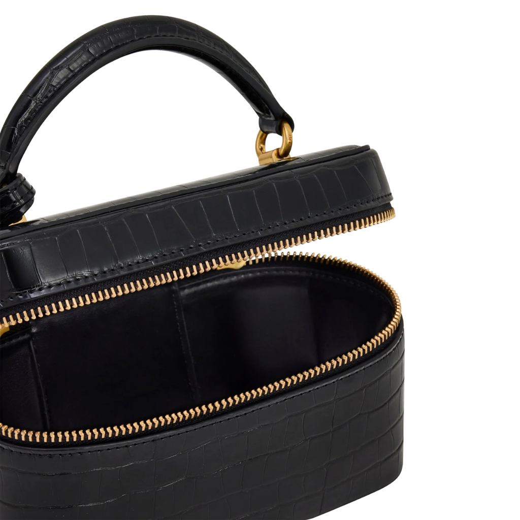 Jw Pei Cleo Box Shape Top Handle Bag Black Croc