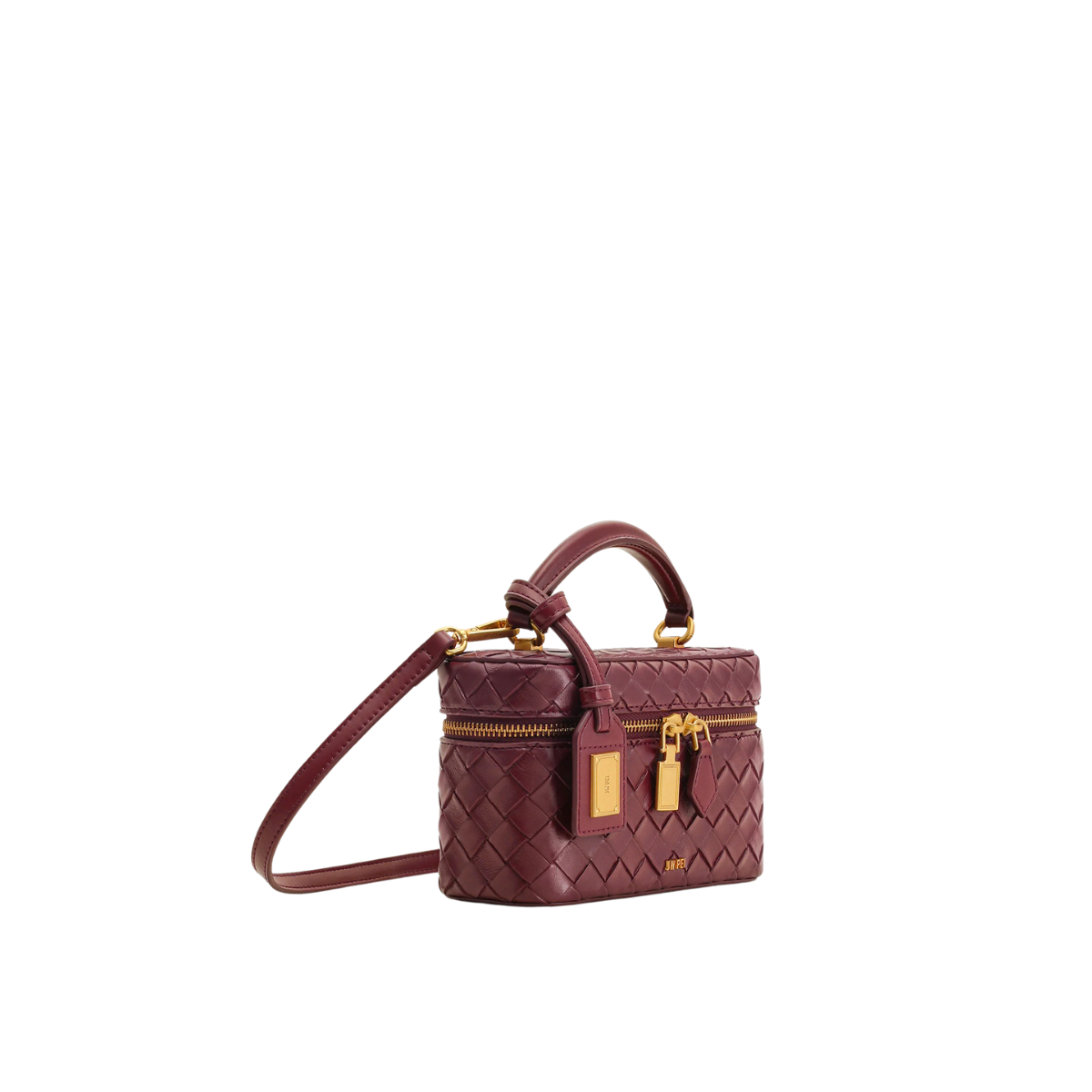 Jw Pei Cleo Woven Texture Box Shape Top Handle Bag Claret