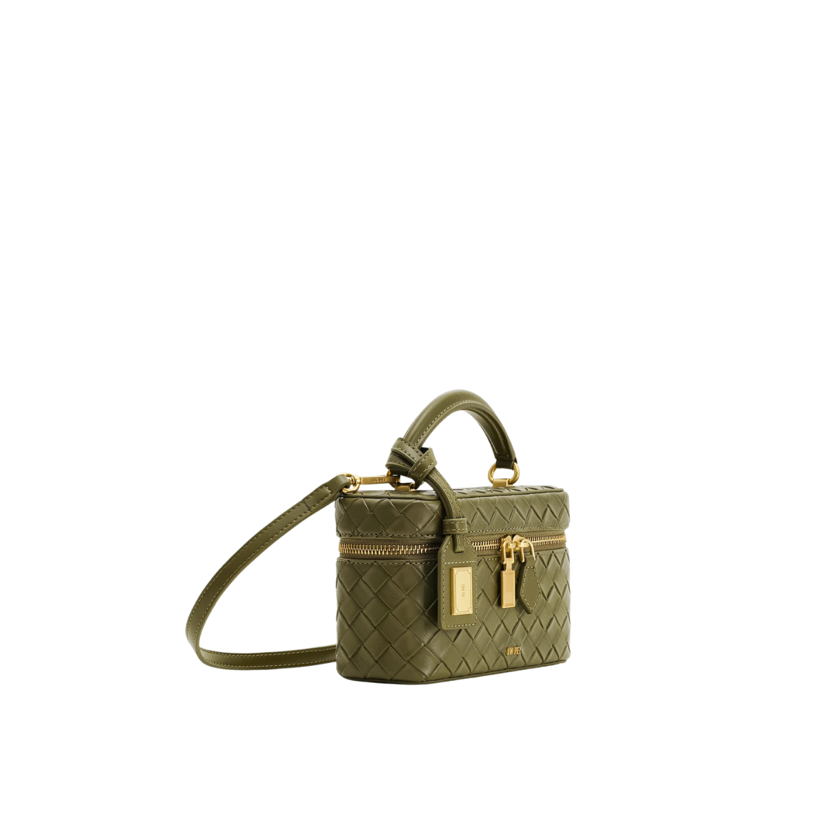 Jw Pei Cleo Woven Texture Box Shape Top Handle Bag Olive Green