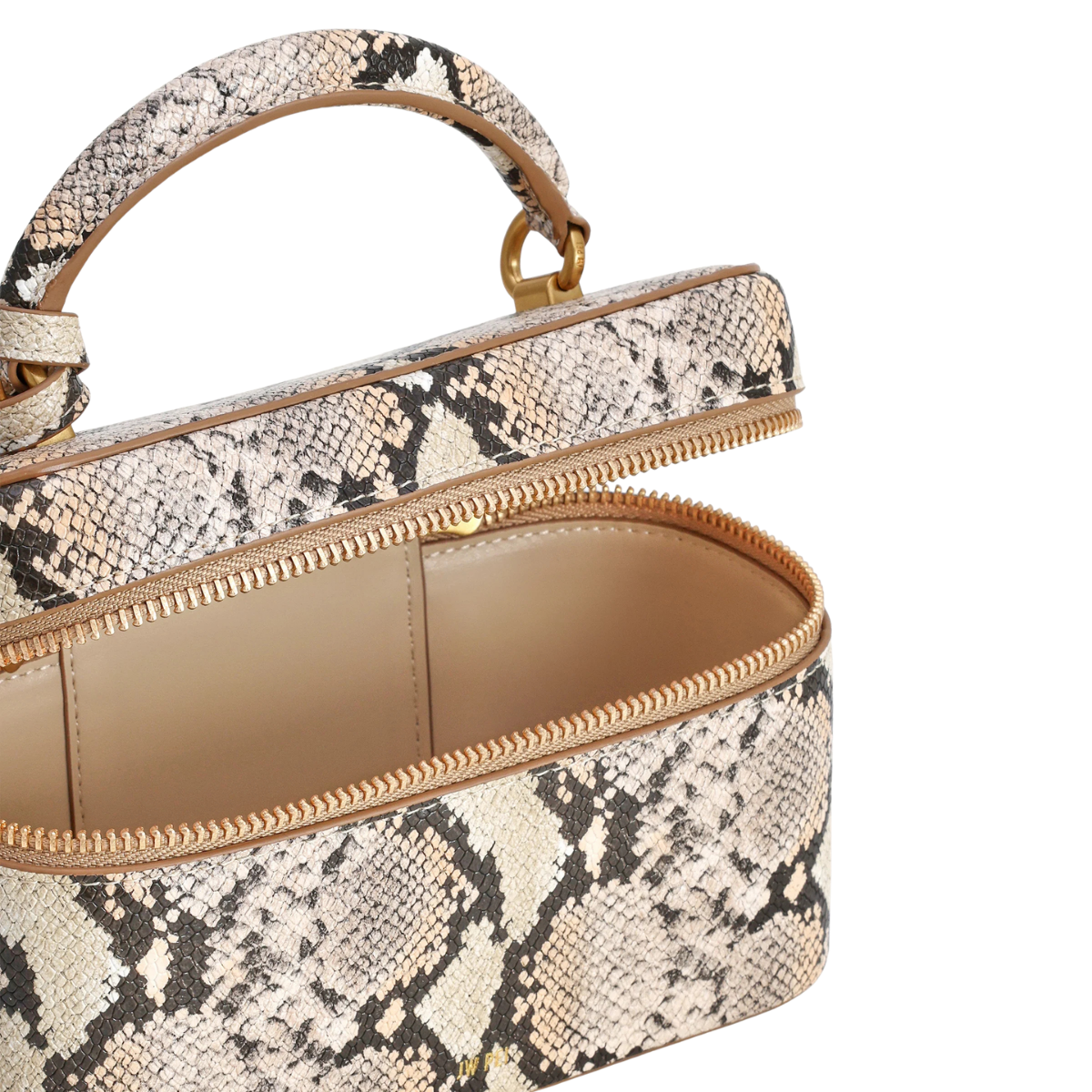 Jw Pei Cleo Snake Embossed Box Shape Top Handle Bag Beige