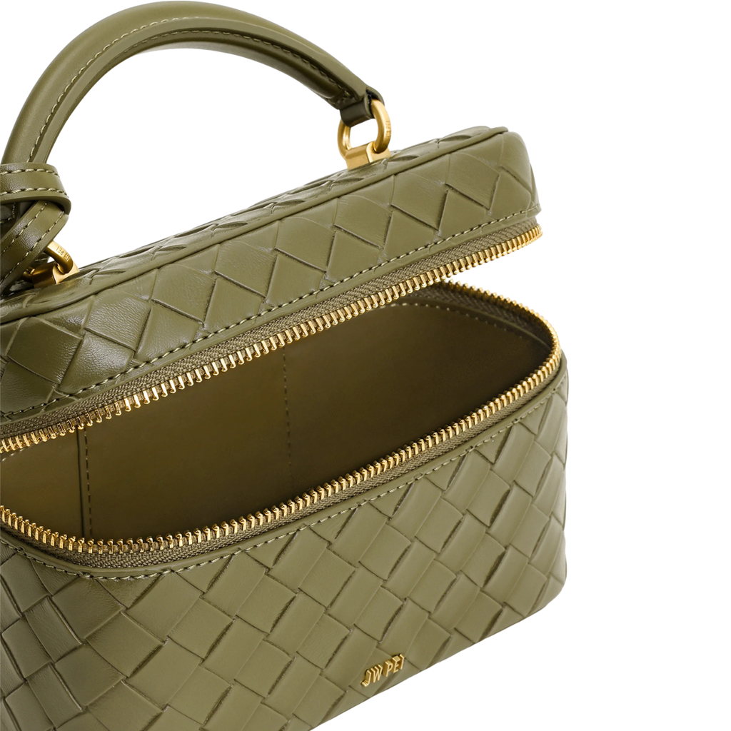 Jw Pei Cleo Woven Texture Box Shape Top Handle Bag Olive Green