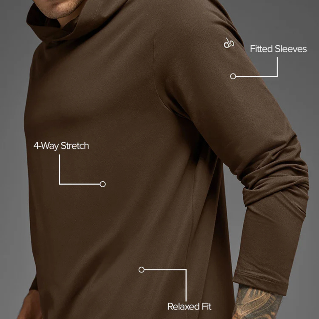 Alo Yoga Conquer Reform Long Sleeve With Hood Espresso