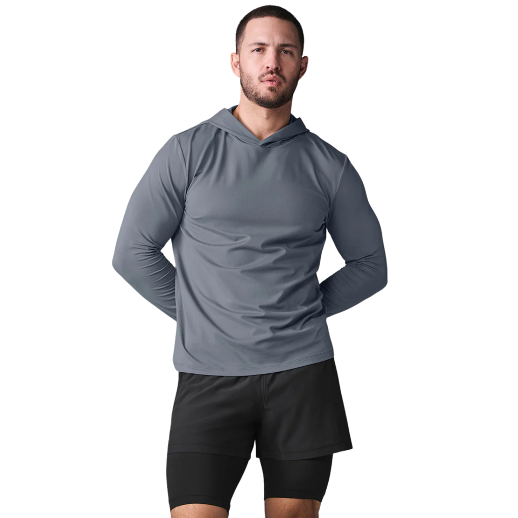 Alo Yoga Conquer Reform Long Sleeve With Hood Steel Grey