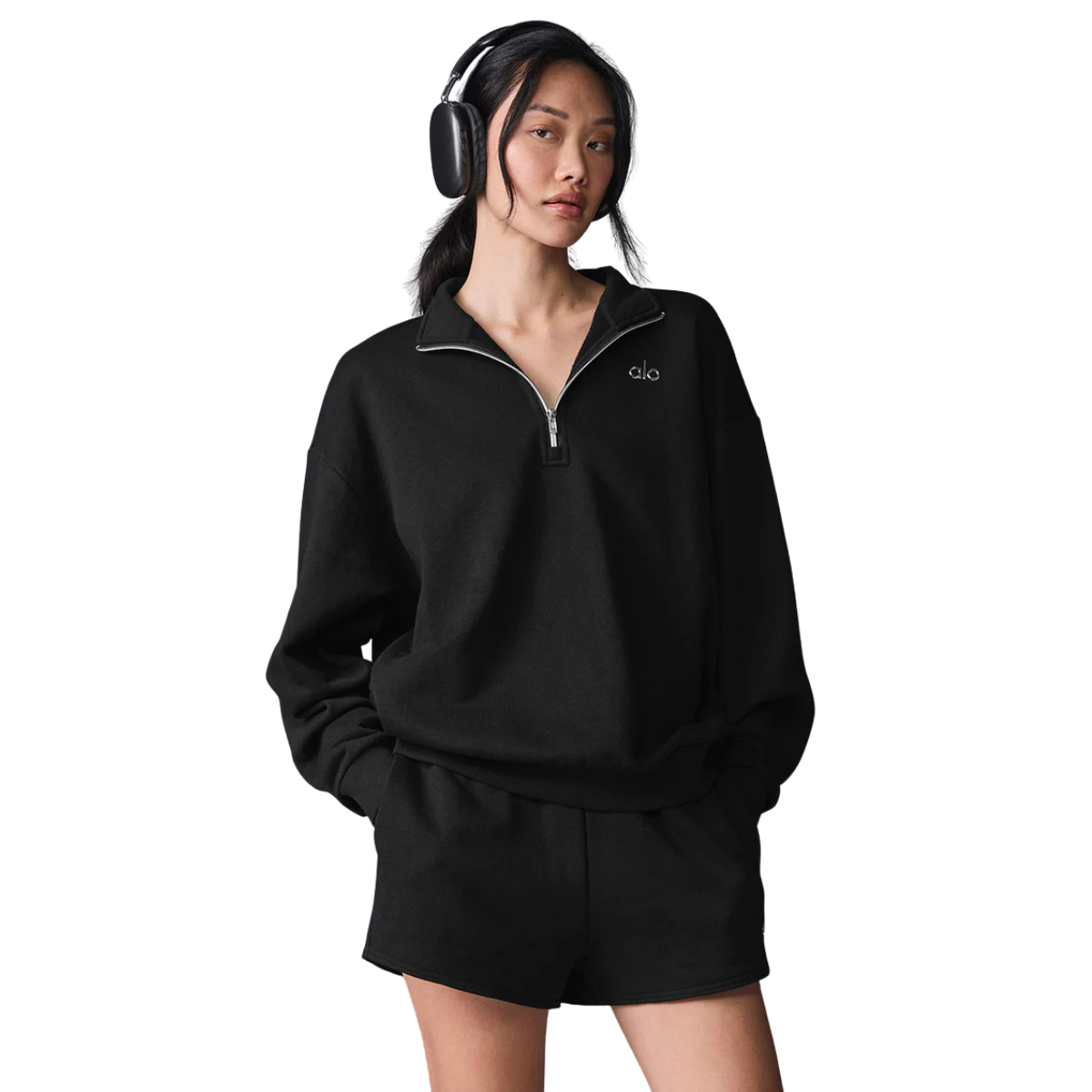 Alo Yoga Women's Accolade 1/4 Zip Pullover Black