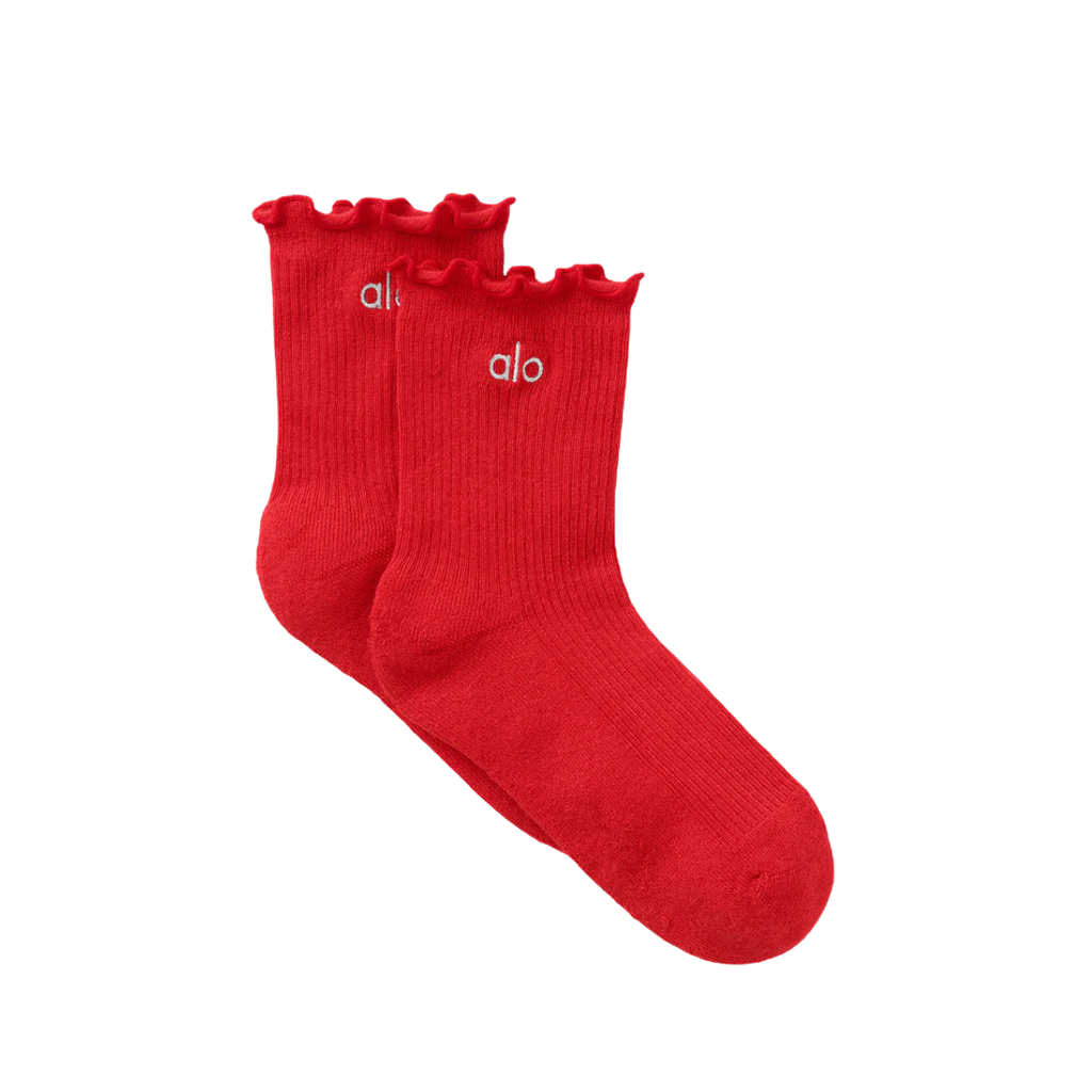 Alo Yoga Women's Lettuce Edge Sock Bright Red