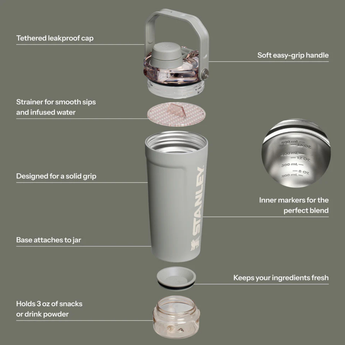 Stanley The Activate Shaker 20 OZ Sage Grey