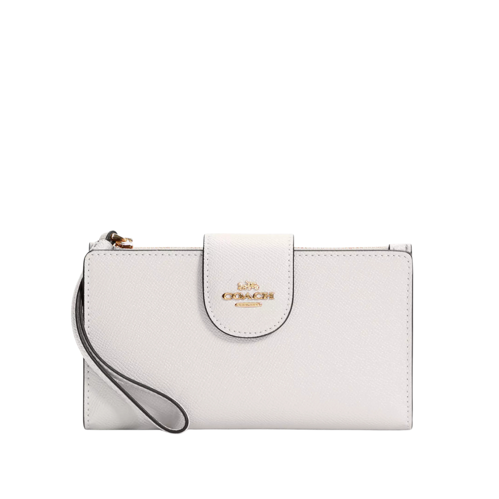 Coach Phone Wallet In Signature Canvas Gold Chalk