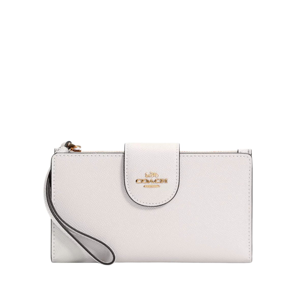 Coach Phone Wallet In Signature Canvas Gold Chalk