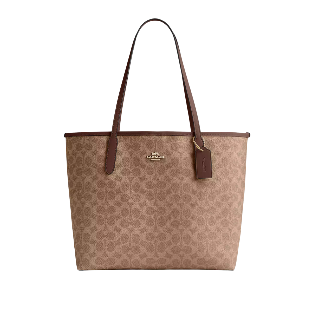 Coach City Tote Bag In Signature Canvas Gold Tan Brown