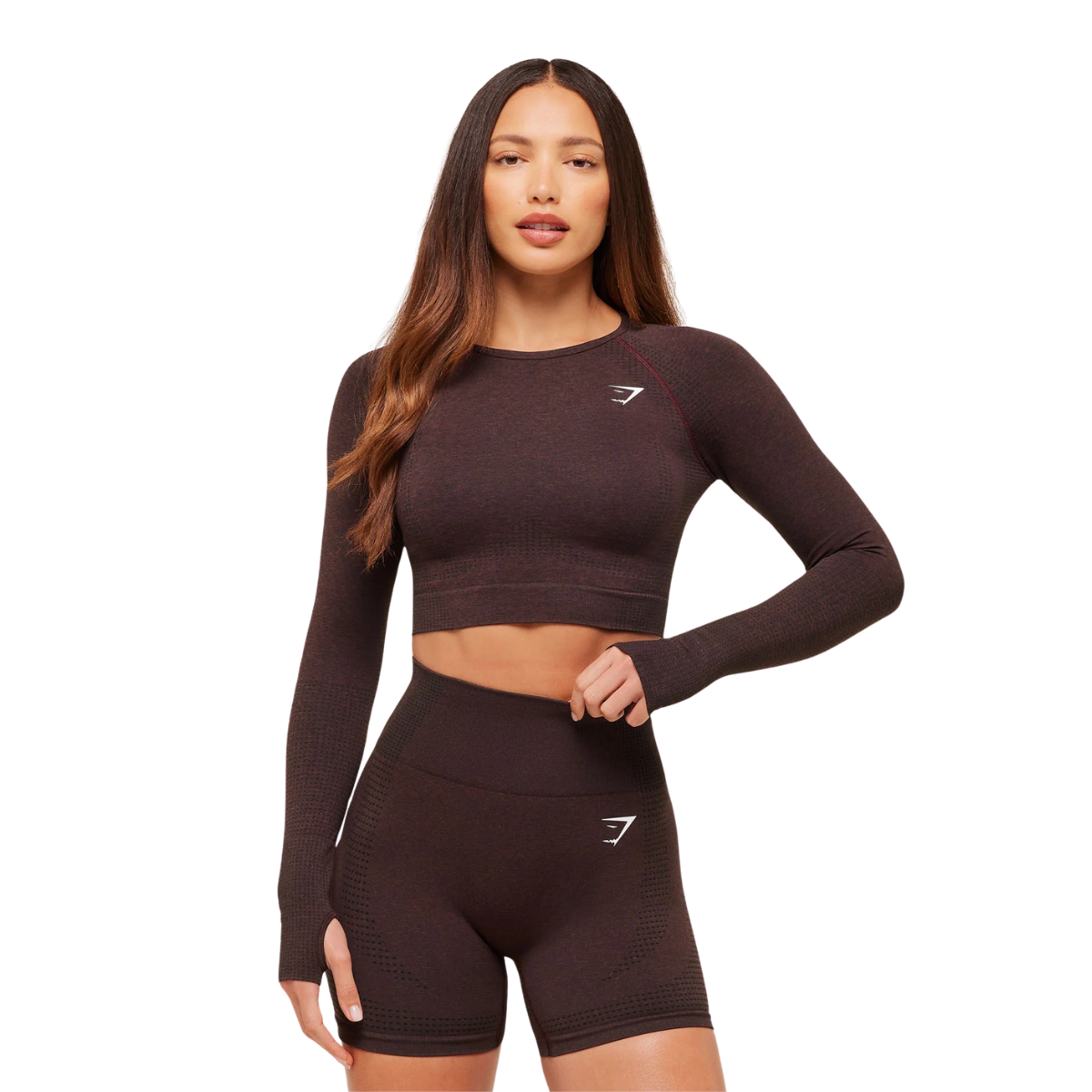 Women's Gymshark Vital Crop Top Rich Maroon Marl