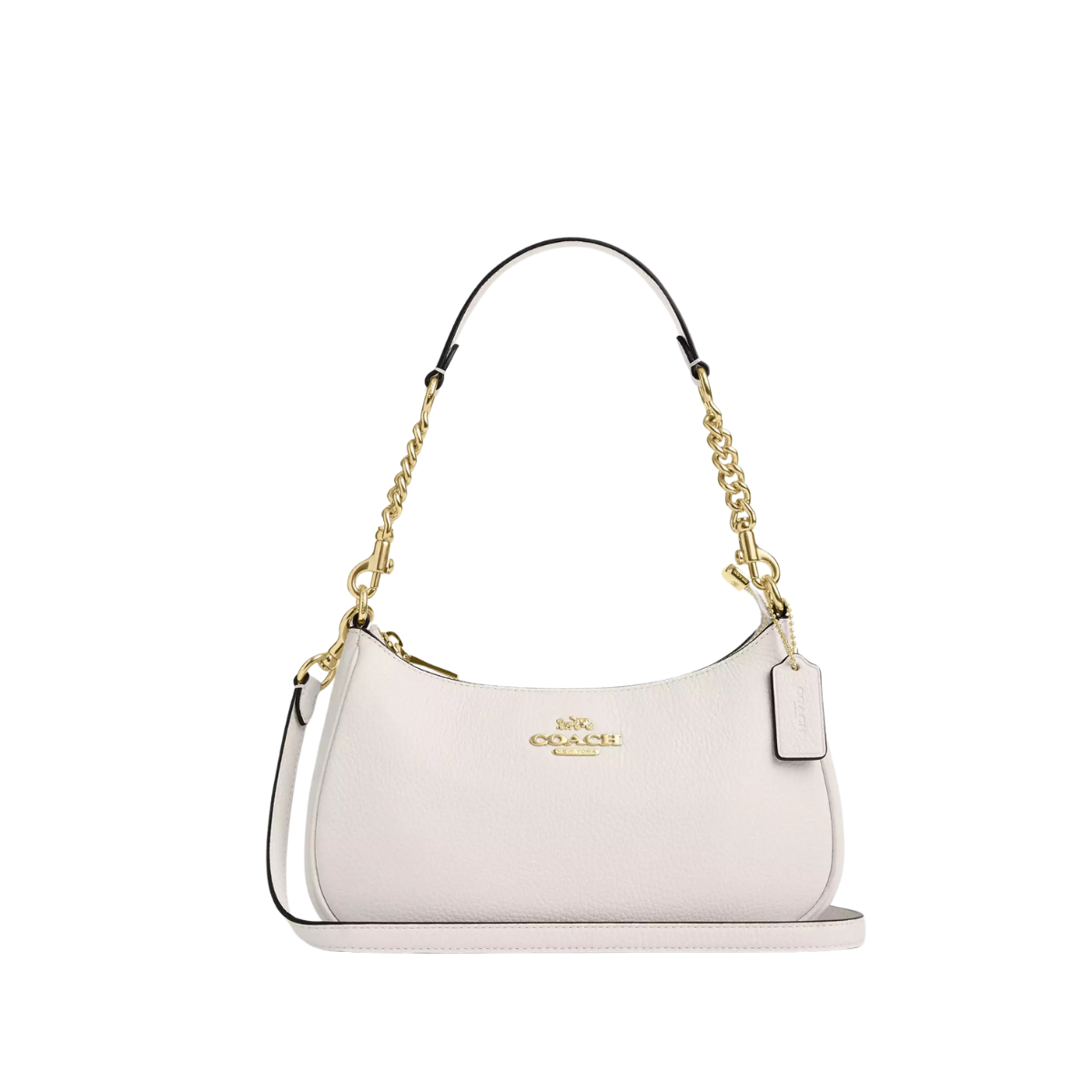 Coach Teri Shoulder Bag Pebbled Leather Gold Chalk
