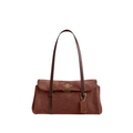 Coach Bridget Flap Shoulder Bag Suede Gold Vintage Brown