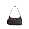Coach Teri Shoulder Bag In Signature Canvas Gold Walnut Black