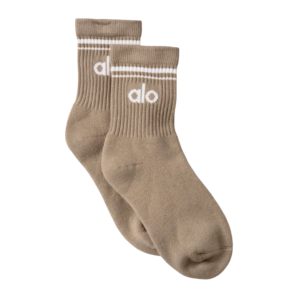 Alo Yoga Unisex Half-Crew Throwback Sock Gravel White