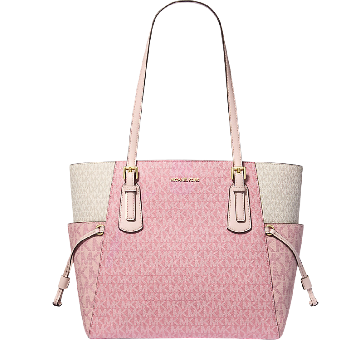 Michael Kors Voyager Large Color-Block Signature Logo Tote Bag Pwd Blsh Mlt