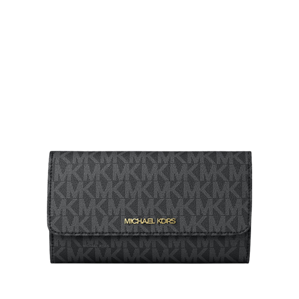 Michael Kors Jet Set Large Logo Trifold Wallet Black