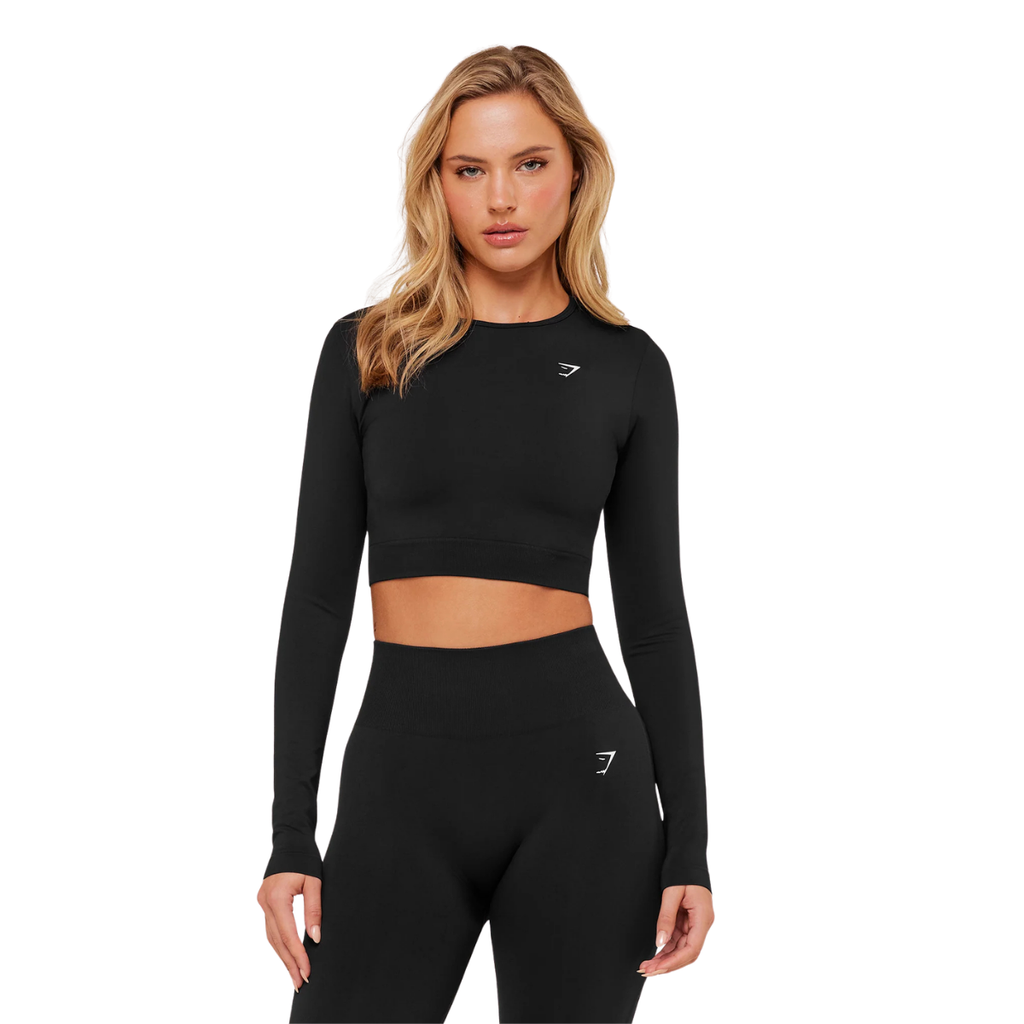 Women's Gymshark Everyday Seamless Long Sleeve Crop Top Black