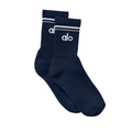 Alo Yoga Unisex Half-Crew Throwback Sock Navy White