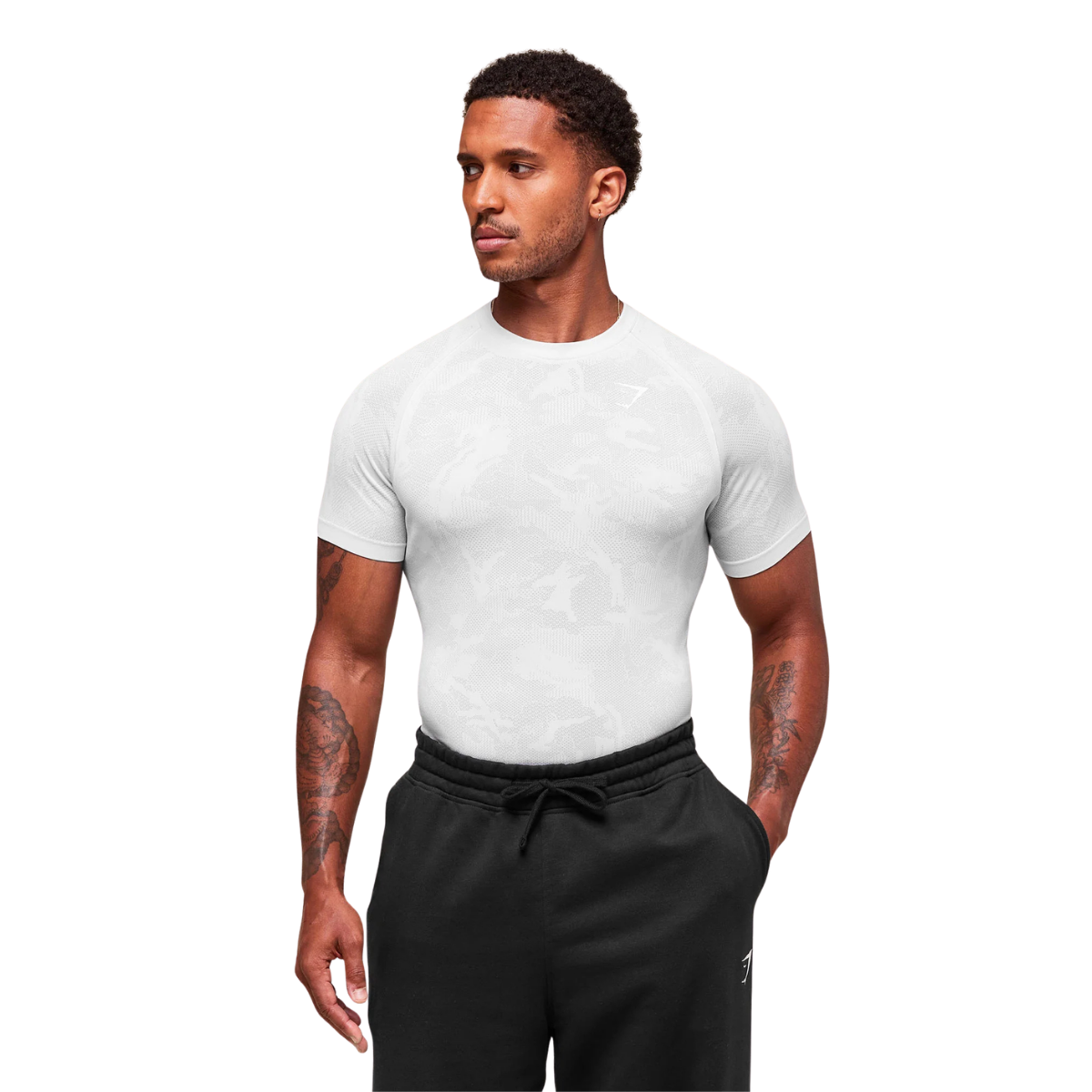 Gymshark Geo Seamless T-Shirt White Light Grey