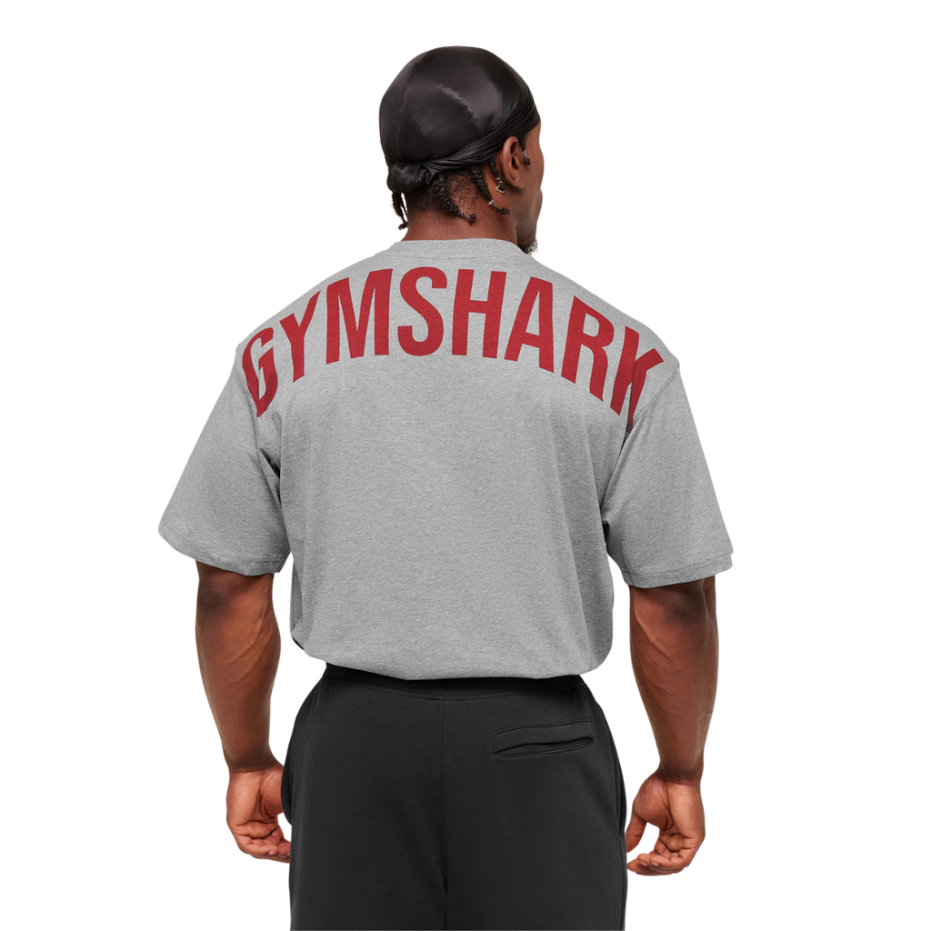 Gymshark Power T-Shirt Charcoal Core Marl Sets Red