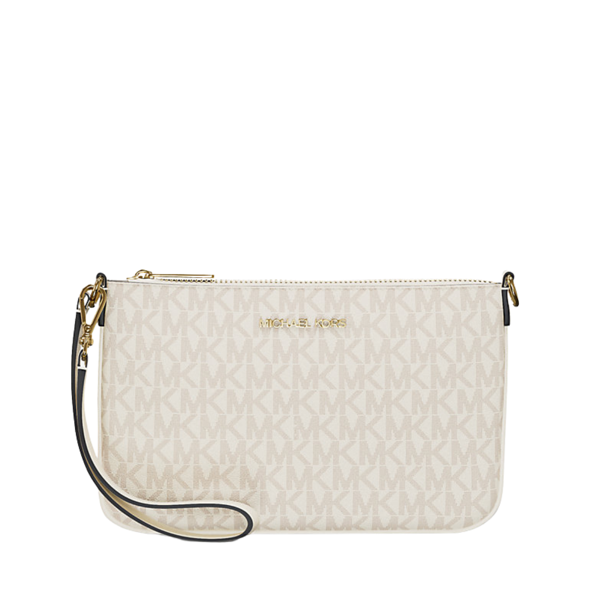 Michael Kors Jet Set Small Signature Logo Convertible Wristlet Lt Crm Brown