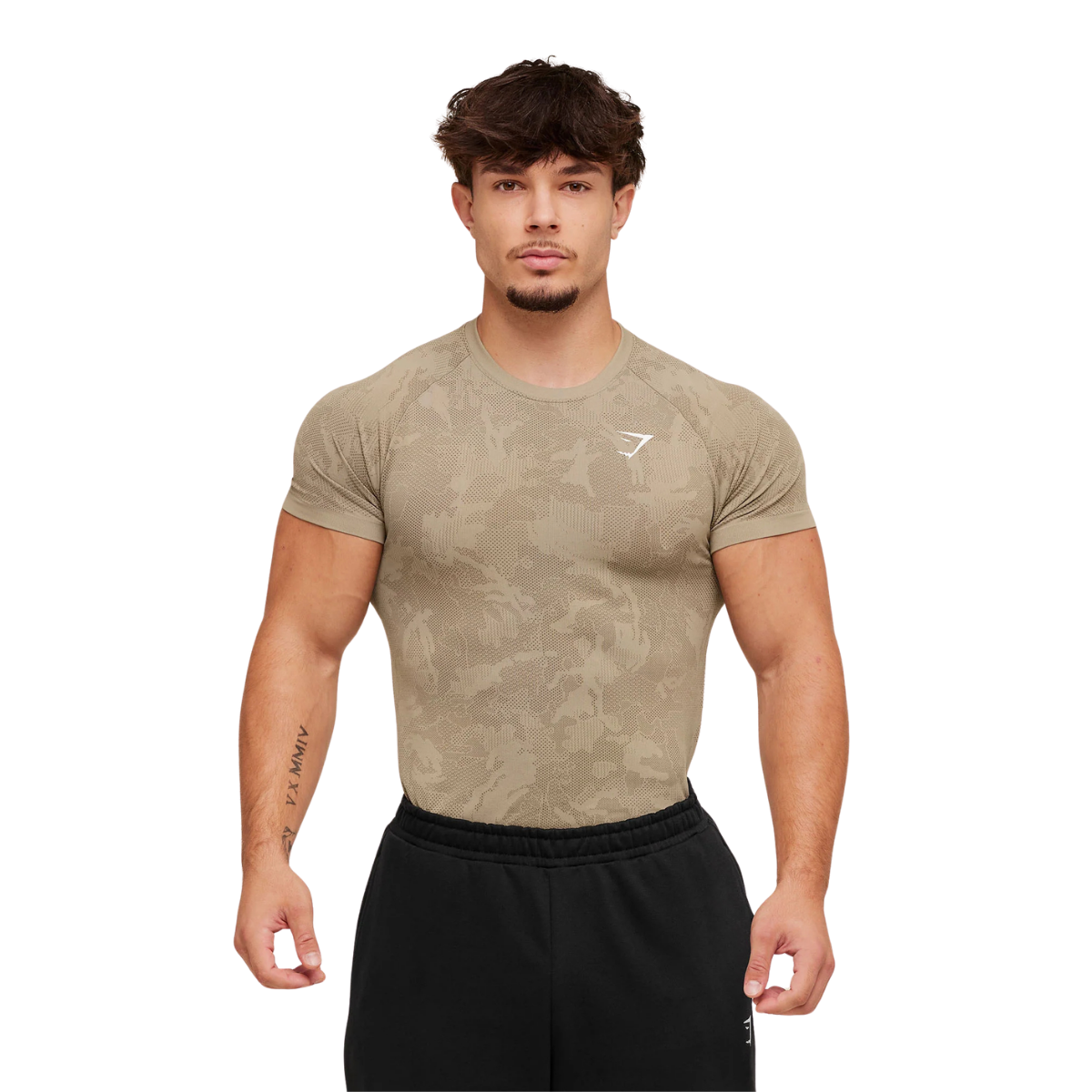 Gymshark Geo Seamless T-Shirt Cement Brown Soul Brown