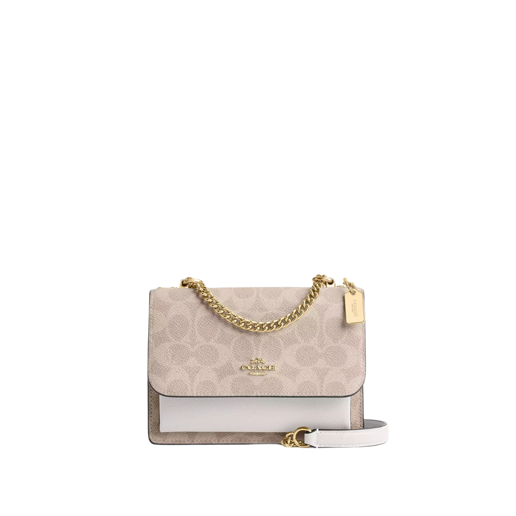 Coach Mini Klare Crossbody Bag In Signature Canvas Gold Sand Chalk