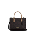 Coach Maggie Small Tote Bag In Signature Canvas Gold Walnut Tan