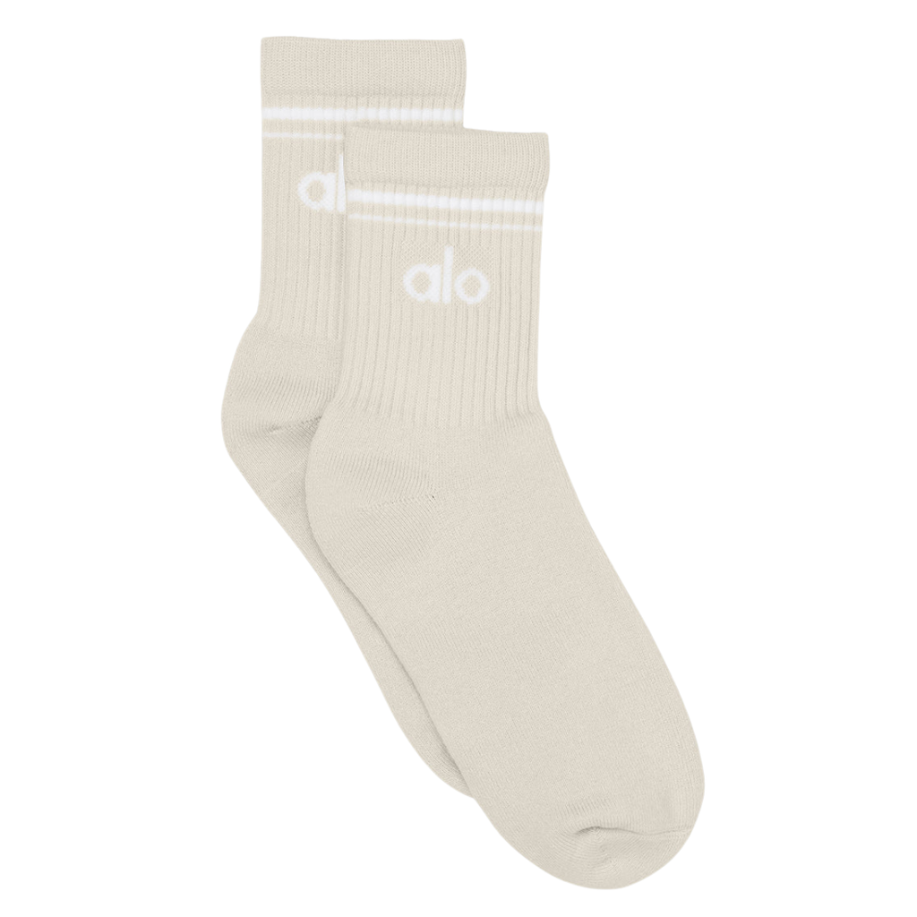 Alo Yoga Unisex Half-Crew Throwback Sock Bone White