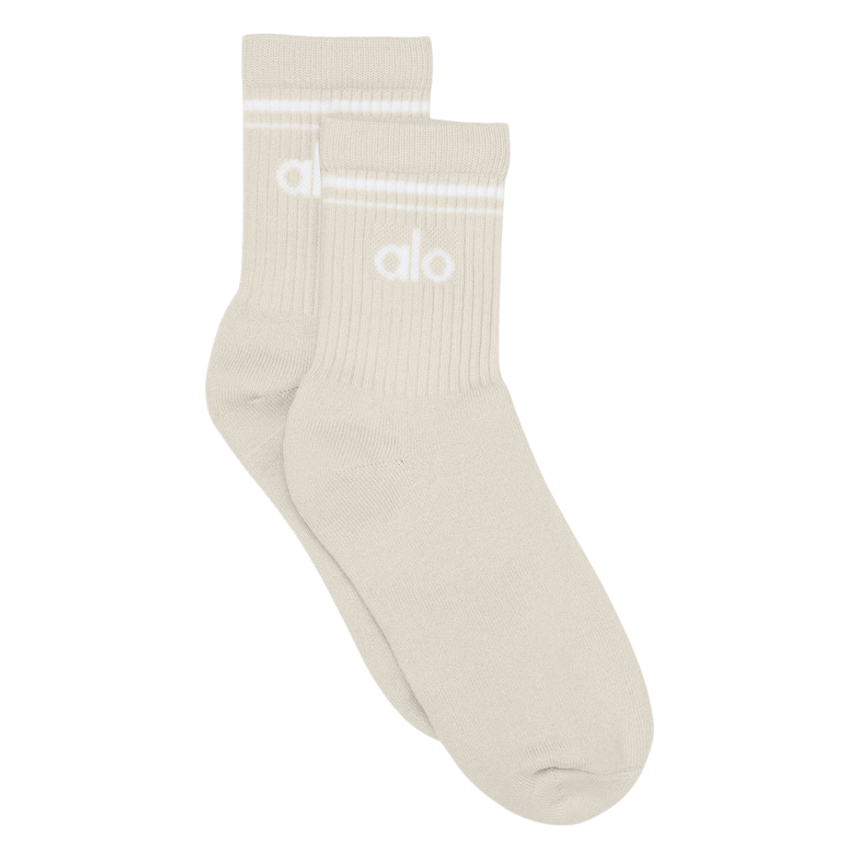 Alo Yoga Unisex Half-Crew Throwback Sock Bone White