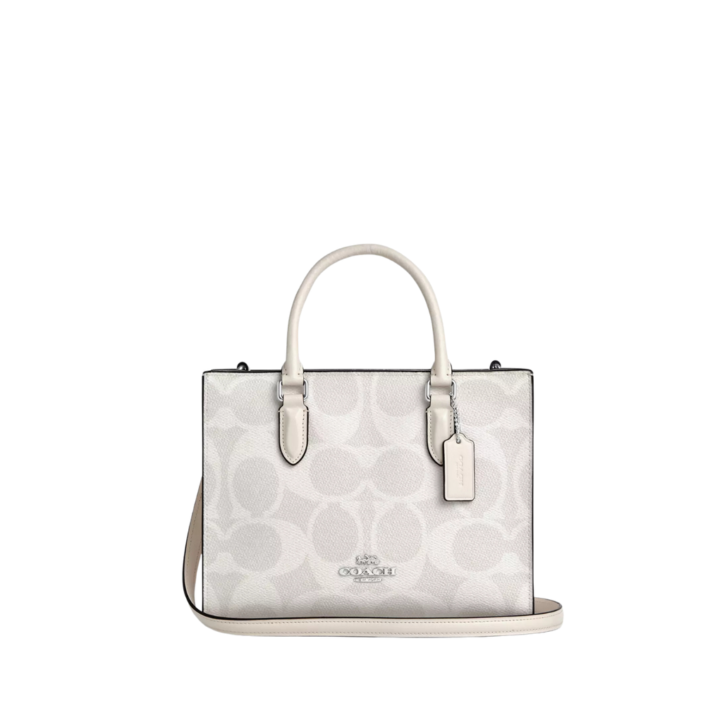 Coach Maggie Small Tote Bag In Signature Canvas Silver White Chalk