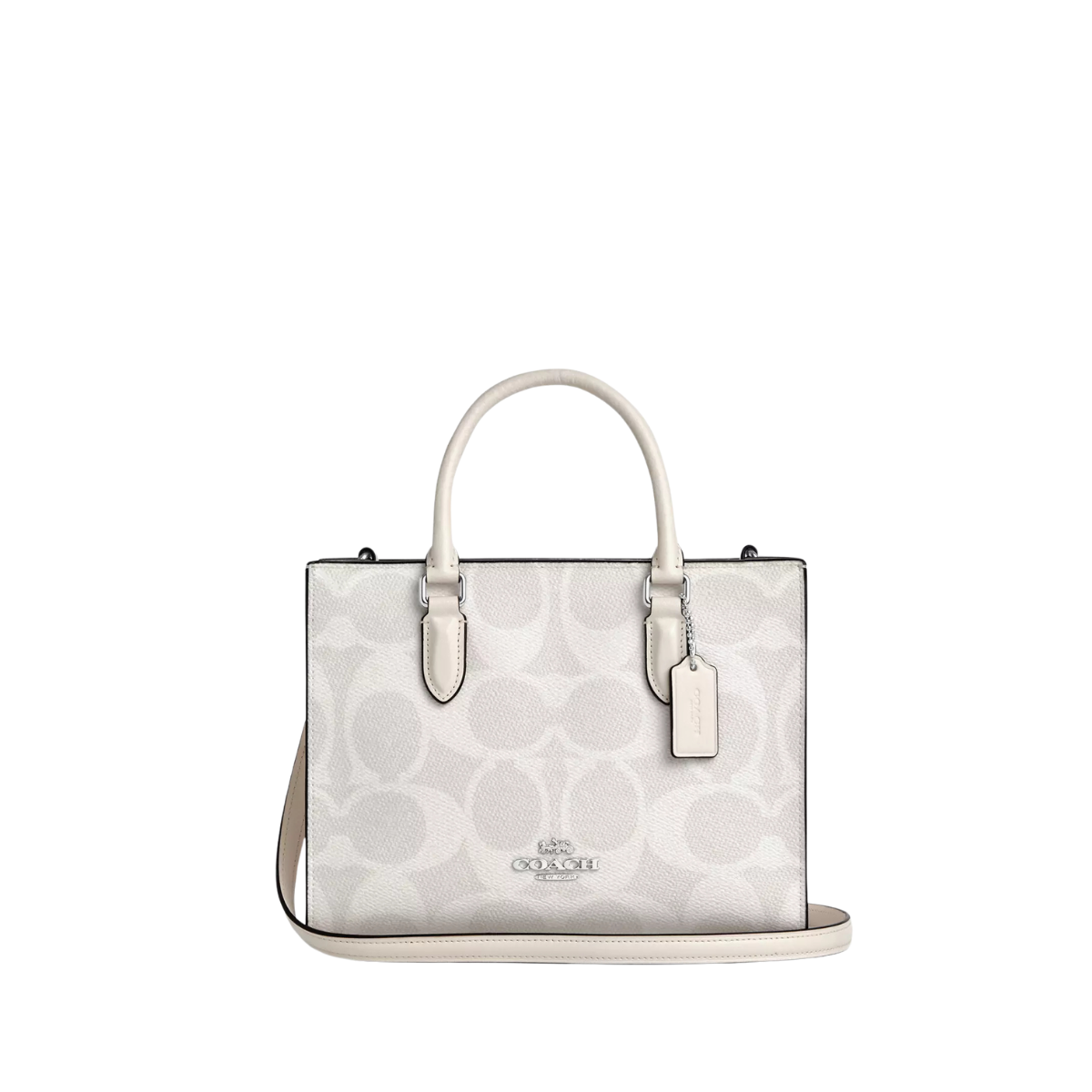 Coach Maggie Small Tote Bag In Signature Canvas Silver White Chalk