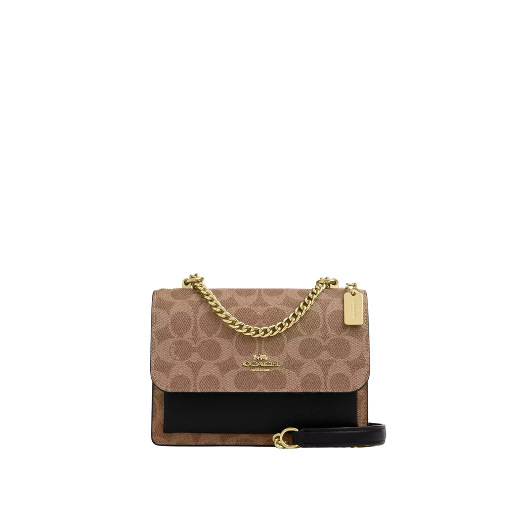 Coach Mini Klare Crossbody Bag In Signature Canvas Gold Tan Black
