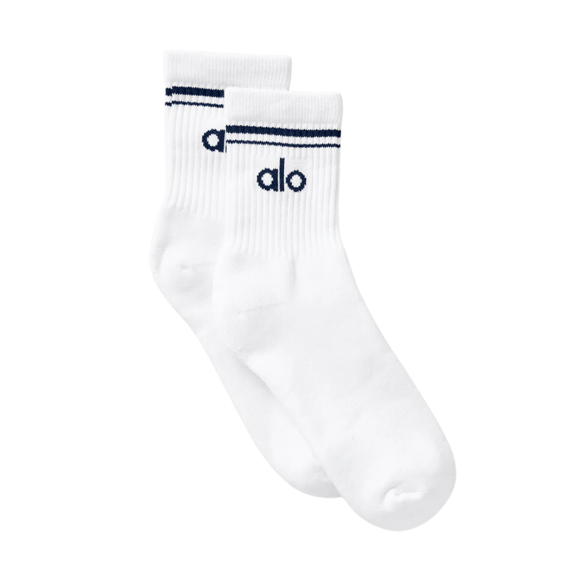 Alo Yoga Unisex Half-Crew Throwback Sock White Navy