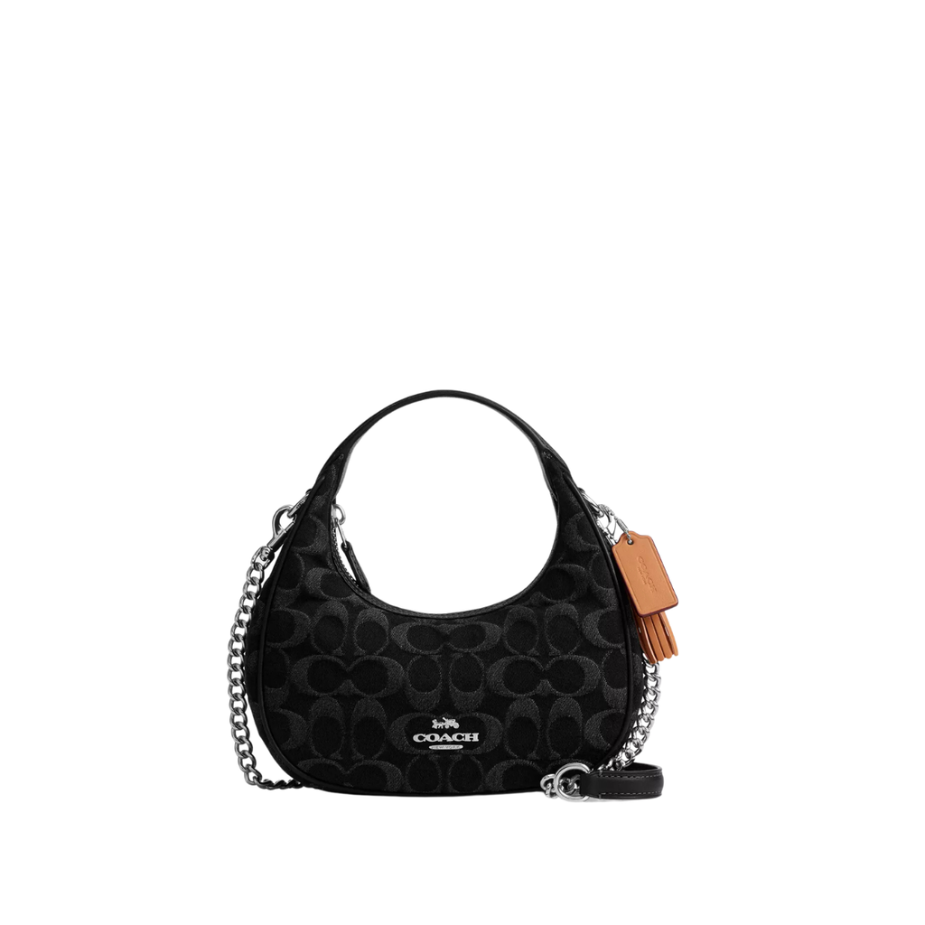 Coach Carmen Mini Crossbody Bag In Signature Denim Silver Black