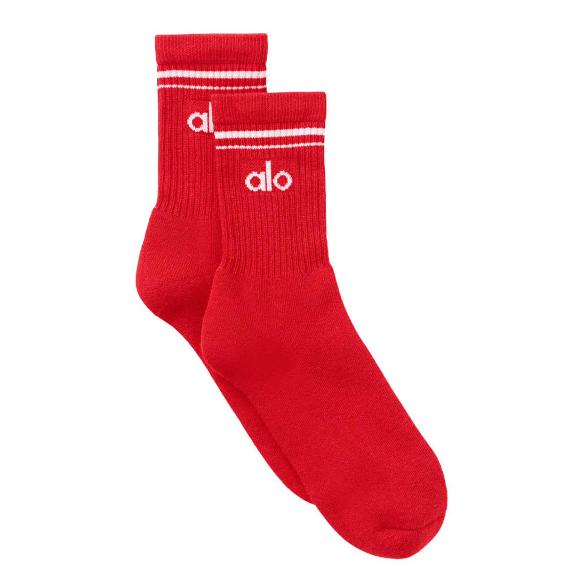 Alo Yoga Unisex Half-Crew Throwback Sock Bright Red White