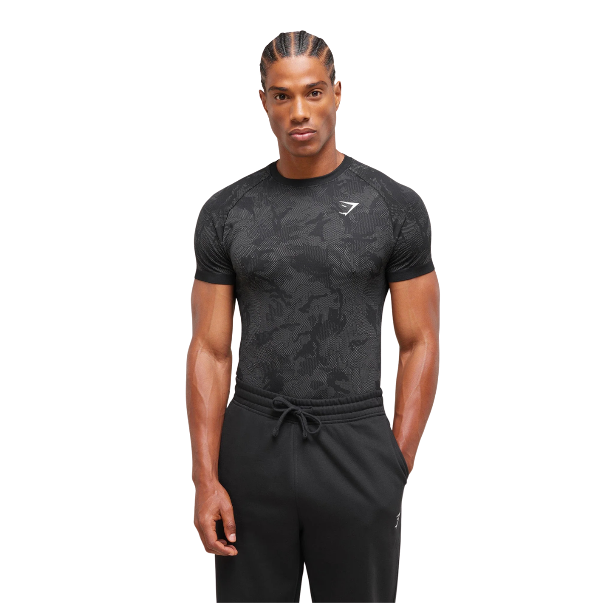 Gymshark Geo Seamless T-Shirt Black Charcoal Grey