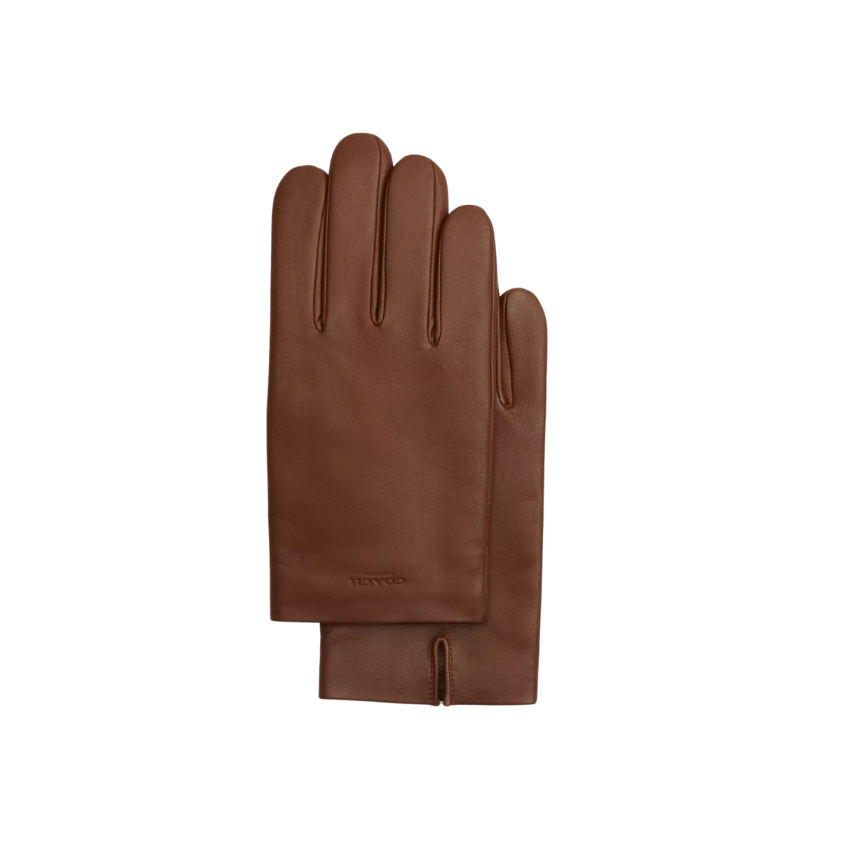 Coach Leather Tech Gloves Dark Saddle