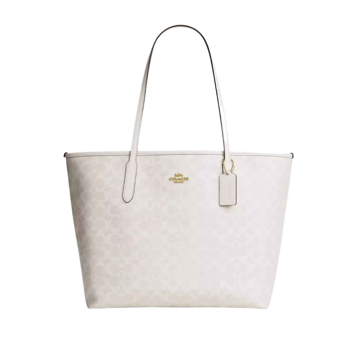 Coach City Tote Bag In Signature Canvas Gold White Chalk